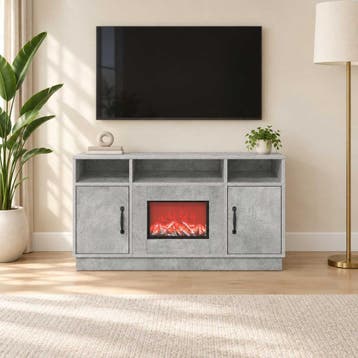 vidaXL Elektrische haard Betonkleurig 100 x 33 x 55 cm, Maison & Meubles, Verzenden