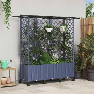 vidaXL Verhoogd Bed met Trellis en Dak Grijs 163,5 x 40 x, Verzenden