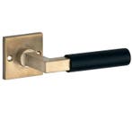 Deurklink op ongeveerd rozet Bauhaus ebben messing antiek, Nieuw