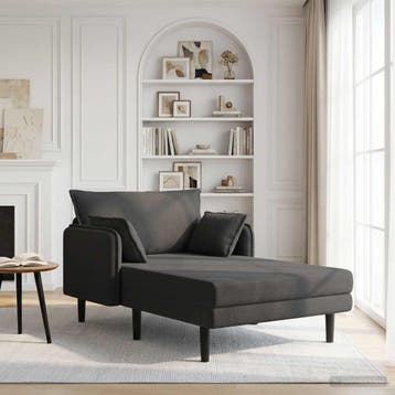 vidaXL Oversized chaise longue Donkergrijs Bouclé, Verzenden