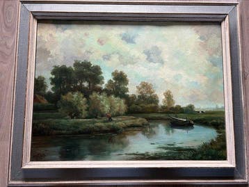 Maurits Weiland (XX) - Riviergezicht , jaagpad aan de Vecht