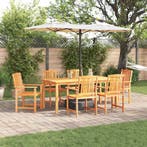 vidaXL Tuin Eettafel Set 7 pcs Bruin Massief Acacia Hout, Verzenden