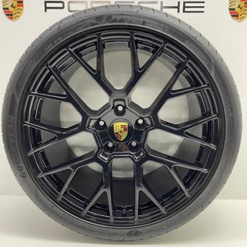 Porsche 992 ORIGINELE 20/21 RS Spyder Unizwart met banden, Auto-onderdelen, Ophalen, Gebruikt, Banden en Velgen, 21 inch
