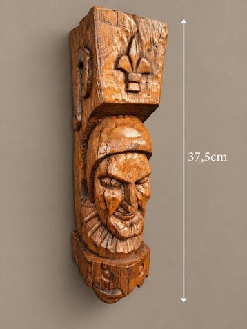 sculptuur, Eikenhouten console - 37.5 cm - Eik, Antiek en Kunst