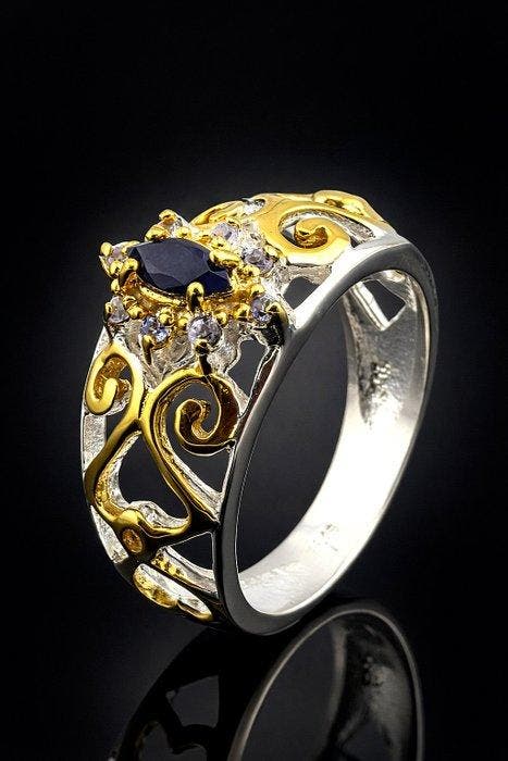Loliet - Zilver - Ring - Gouden volutenwerk, Antiek en Kunst, Curiosa en Brocante