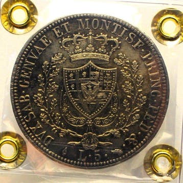 Italie, Savoie Carlo Felice. 5 Lire 1825 Torino