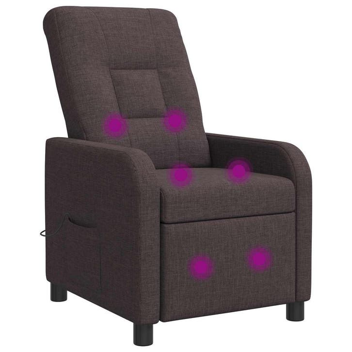 vidaXL Massage Relaxstoel Donkerbruin Stof, Maison & Meubles, Fauteuils, Envoi