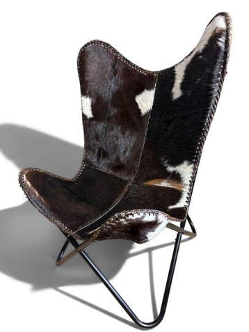 Fauteuil - Vlinderstoel - Leder, Metaal - Vlinderstoel -, Huis en Inrichting, Nieuw