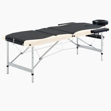 vidaXL Massagetafel inklapbaar 3 zones aluminium zwart en, Verzenden