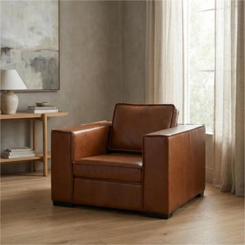 Leren fauteuil Fine, Huis en Inrichting, Nieuw, Ophalen of Verzenden, 100 tot 125 cm, Eigentijds, Klassiek, Modern