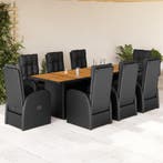 vidaXL 9-delige Tuinset poly rattan zwart, Verzenden, Nieuw, Tuinset