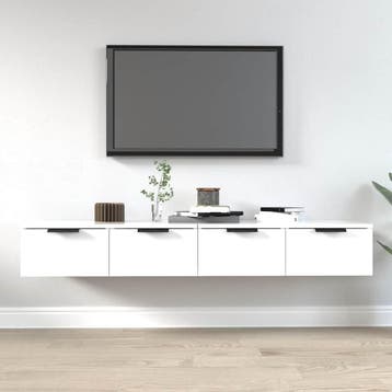 vidaXL Wandkasten 2 st 68x30x20 cm bewerkt hout wit, Verzenden, Nieuw