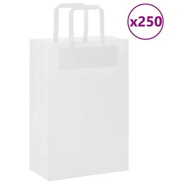 vidaXL Papieren zakken 250 st met hengsels 21x11x31 cm wit, Divers, Emballage cadeau, Verzenden