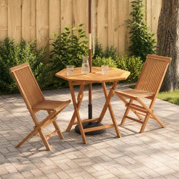 vidaXL 3-delige opvouwbare bistroset voor in de tuin Naturel, Jardin & Terrasse, Verzenden
