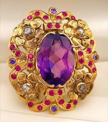 Zonder minimumprijs - Ring - 9 kt. Geel goud, Zilver