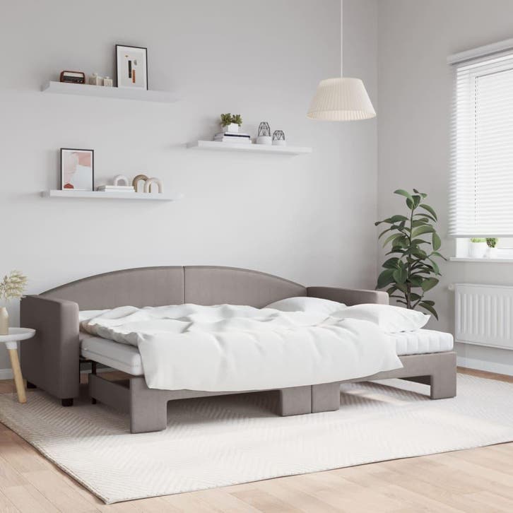 vidaXL Slaapbank met onderschuifbed en matrassen 80x200 cm, Maison & Meubles, Chambre à coucher | Lits, Envoi