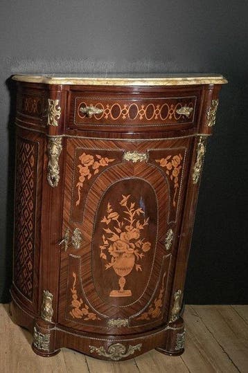 Credenza - Hout, Marmer, Brons