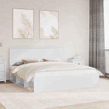 vidaXL Bedframe met hoofdeinde Wit 180 x 200 cm Massief, Huis en Inrichting, Slaapkamer | Bedden, Verzenden, Nieuw