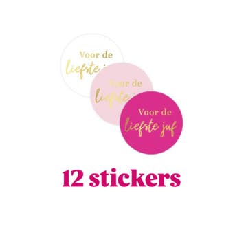 12x Sticker - Voor de liefste juf - 4cm - sluitsticker -..., Verzenden, Nieuw, Meerdere stickers