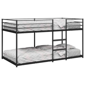 vidaXL Stapelbed zonder matras 90x200 cm staal zwart, Verzenden