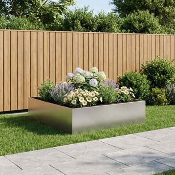 vidaXL Plantenbak zilver 100 x 100 x 30 cm Roestvrij staal, Verzenden, Nieuw