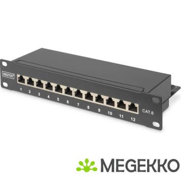 Digitus CAT 6, Cl. E patchpaneel 1U zwart 12x RJ-45, Computers en Software, Verzenden, Nieuw