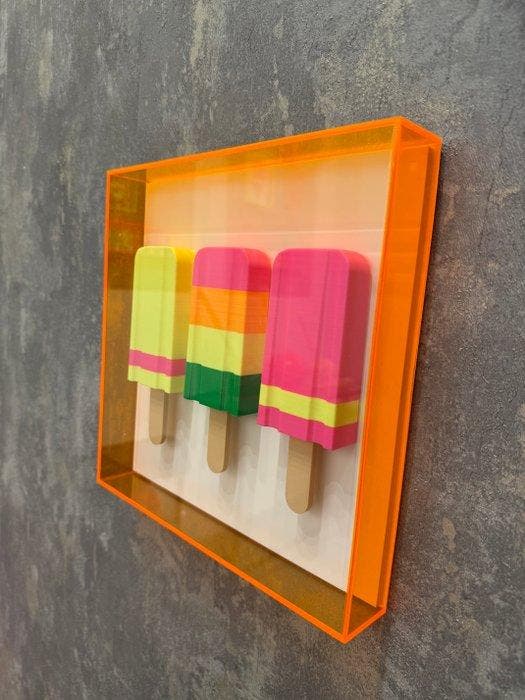 KIRAS - 3 multi FLAVORS Orange fluo, Antiek en Kunst, Kunst | Schilderijen | Modern