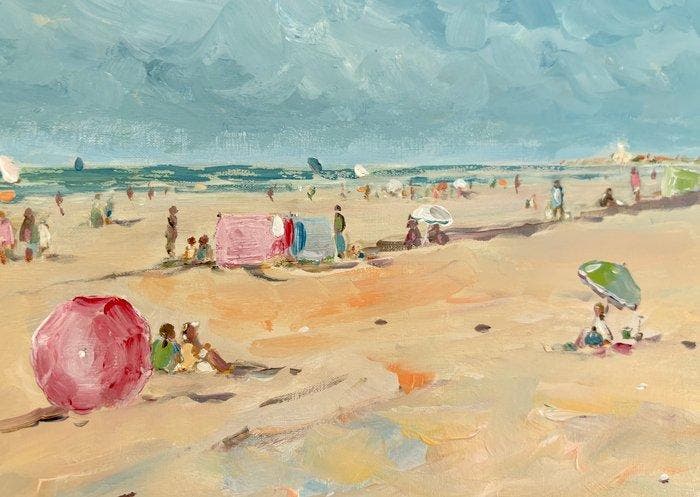 Cor Schaap (1968) - Strandgezicht, Antiquités & Art, Art | Peinture | Classique