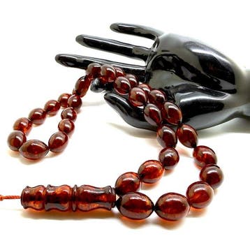 Chapelet en ambre balte, tasbih, perles de prière, rondes,