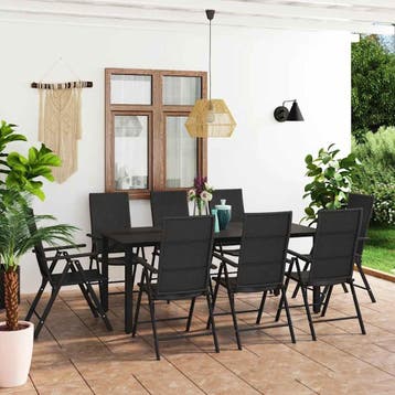 vidaXL 9-delige Tuinset zwart, Verzenden, Nieuw, Tuinset