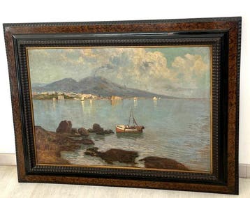 Italiaanse school (XX) - Marina Napoletana - XL format, Antiek en Kunst