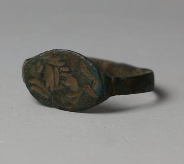 Oud-Romeins Brons Ring met een afbeelding van een leeuw