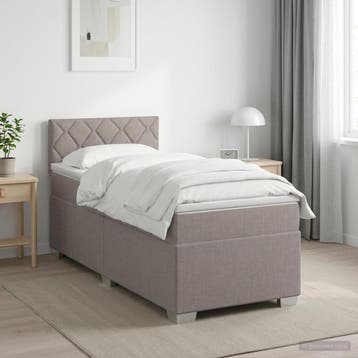 vidaXL Boxspringbed met matras en LED Taupe 90 x 200 cm Stof, Verzenden, Nieuw