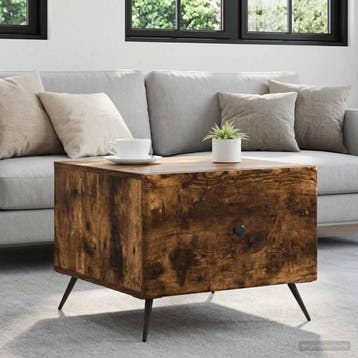 vidaXL Salontafel Gerookt eiken 49 x 50 x 40 cm Bewerkt hout, Huis en Inrichting, Tafels | Salontafels, Verzenden, Nieuw