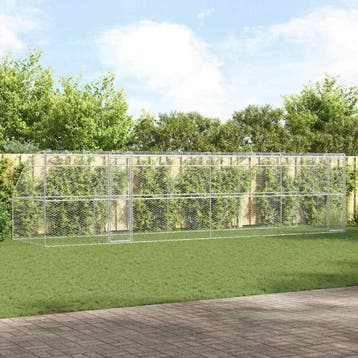 vidaXL Hondenhok 4 pcs Zilver 8 x 2 x 2 m Gegalvaniseerd, Verzenden, Nieuw