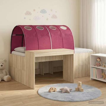 vidaXL Bed met Tunnel 3 st Artisian Eik en Rood Bewerkt hout, Huis en Inrichting, Slaapkamer | Bedden, Verzenden, Nieuw