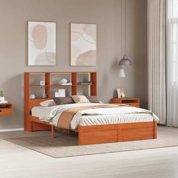 vidaXL Bedframe met Opslag Hoofdbord Waskleur Bruin 140 x, Verzenden, Nieuw