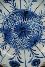 Thirteen Chrysanthemum amidst Foliage Shallow Bowl - Kangxi