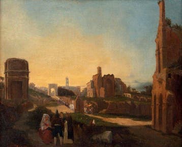 École française (XIX) - Veduta del Palatino nei pressi della