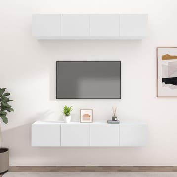 vidaXL Tv-meubels 4 st 80x30x30 cm bewerkt hout wit, Verzenden, Nieuw