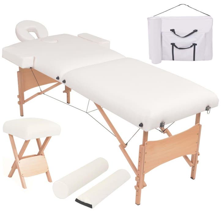 vidaXL Massagetafel- en krukset inklapbaar 2 zones 10 cm dik, Sports & Fitness, Produits de massage, Envoi