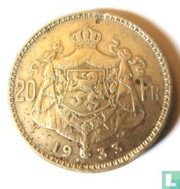België 20 francs 1933 (FRA - positie A), Verzenden, Losse munt
