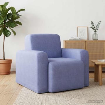 vidaXL Fauteuil Jeans Blauw Stof, Huis en Inrichting, Fauteuils, Verzenden, Nieuw