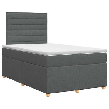vidaXL Boxspringbed met matras Donkergrijs 120 x 190 cm Stof, Verzenden