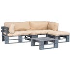 vidaXL 4-delige Loungeset pallet met zandkleurige kussens, Verzenden, Nieuw, Loungeset