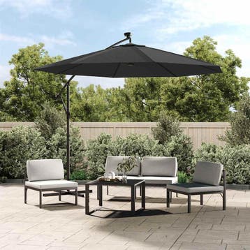 vidaXL Zweefparasol met LED-verlichting stalen paal 300 cm, Tuin en Terras, Verzenden, Nieuw