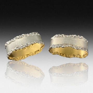 Servetring (2) - Zilver - Zilveren servetringen (27 g), Antiek en Kunst