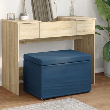 vidaXL Kruk Blauw 61 x 41 x 40 cm Stof en Geëngineerd Hout, Huis en Inrichting, Barkrukken, Verzenden, Nieuw