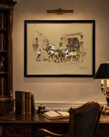 Eugène Lelièpvre (1908-2013) - Chevaux affolés au relais de