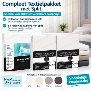 Textielpakket split-hoeslakens,1 molton + 2 hoeslakens -, Overige typen